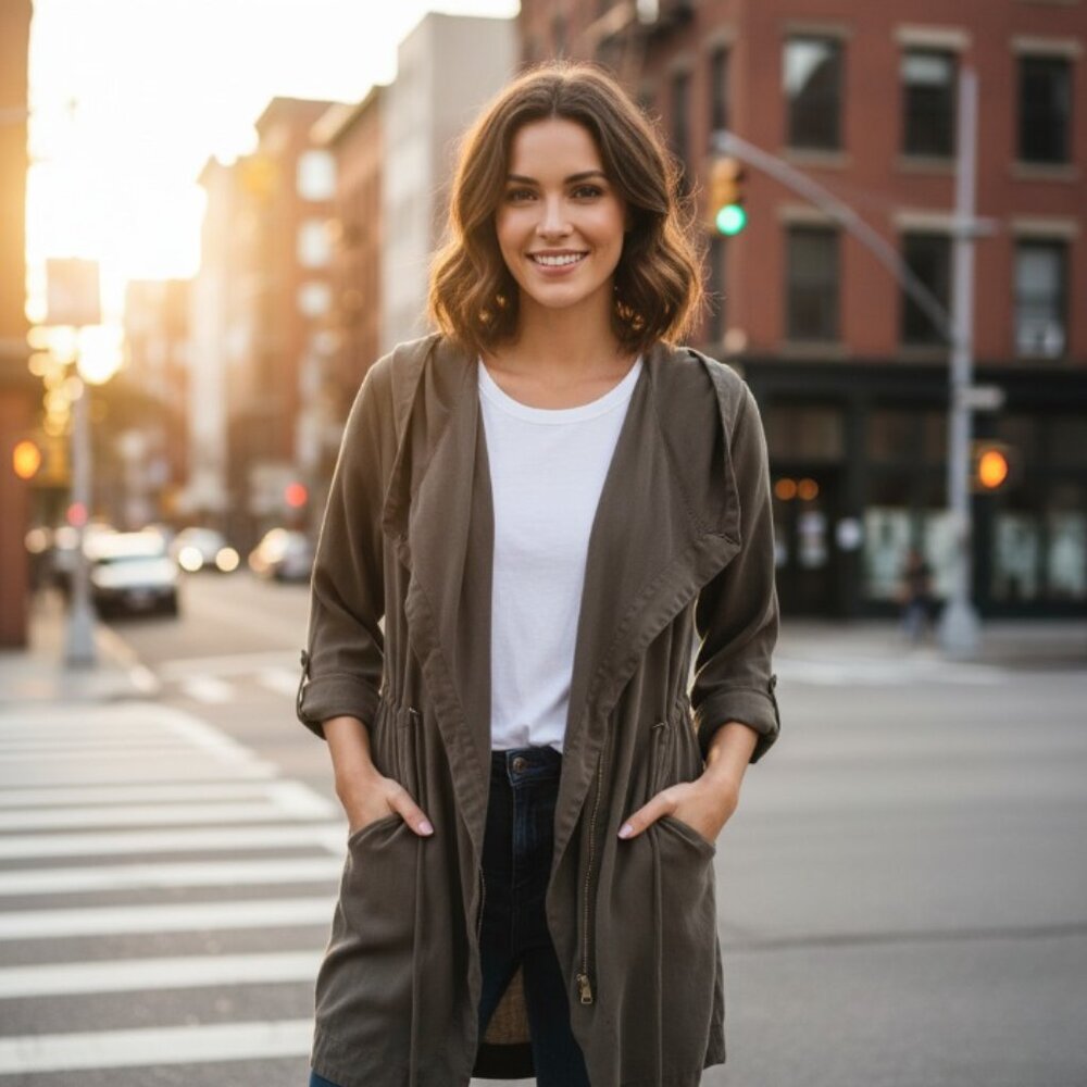 Urban Outfitters Silence Noise Army Green Long Utility Jacket L